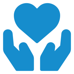 Icono vectorial de dos manos envolviendo un corazón.